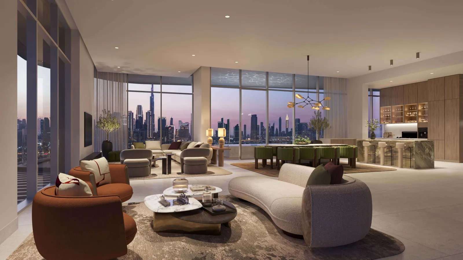 Wohnzimmer des Penthouse