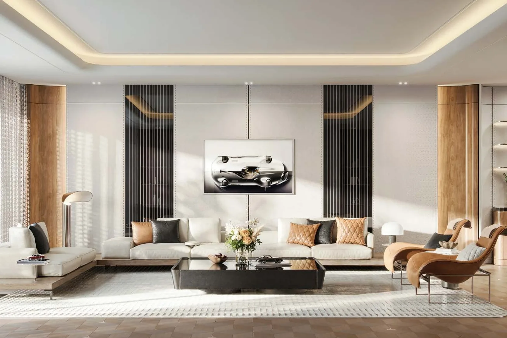 Living room with panoramic glazing