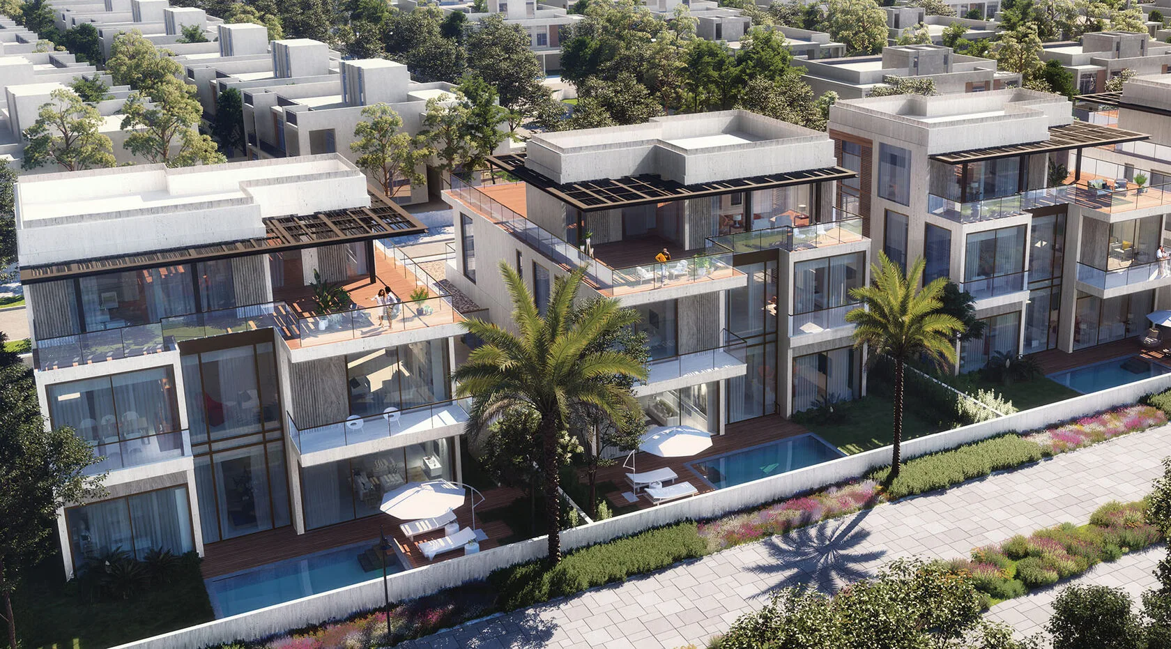 Aerial view of the development